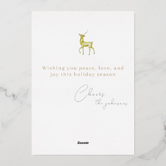 Moderne minimalistische vrolijke kerst gouden rend folie feestdagenkaart (Achterkant)