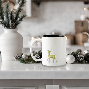 Moderne minimalistische vrolijke kerst rendieren tweekleurige koffiemok