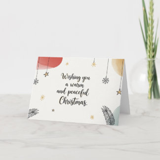 Moderne Minimalistische Warme en Vredige Kerst Kun Feestdagen Kaart
