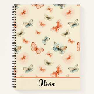 Moderne Minimalistische Waterverf Vlinders Notitieboek