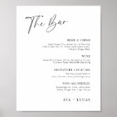Moderne minimalistische Wedding Bar Menu Drink Lij Poster (Voorkant)