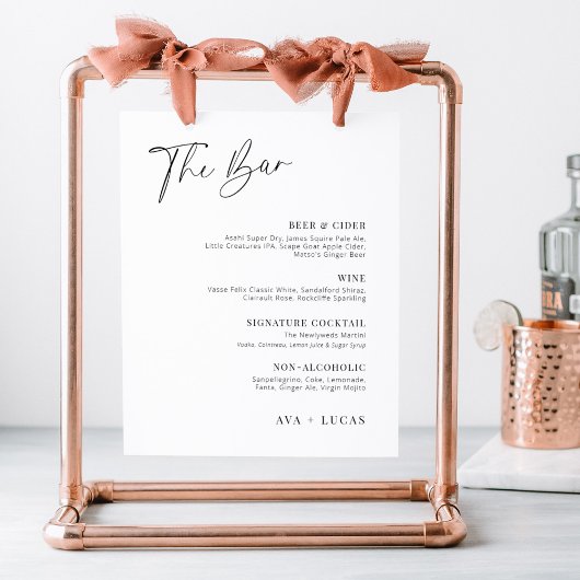 Moderne minimalistische Wedding Bar Menu Drink Lij Poster