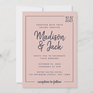 Moderne minimalistische weduwen en marinebruiloft kaart