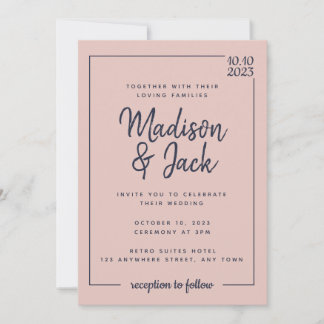 Moderne minimalistische weduwen en marinebruiloft kaart