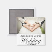 Moderne, minimalistische White Black Wedding Foto Magneet (Voorkant / Achterkant)