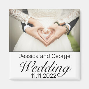 Moderne, minimalistische White Black Wedding Foto Magneet