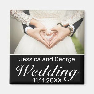 Moderne, minimalistische White Black Wedding Foto Magneet