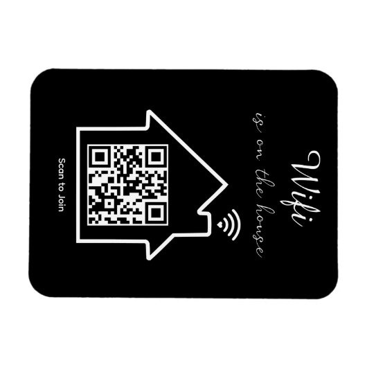 Moderne minimalistische WiFi QR Code Flexibele fot Magneet (Horizontaal)