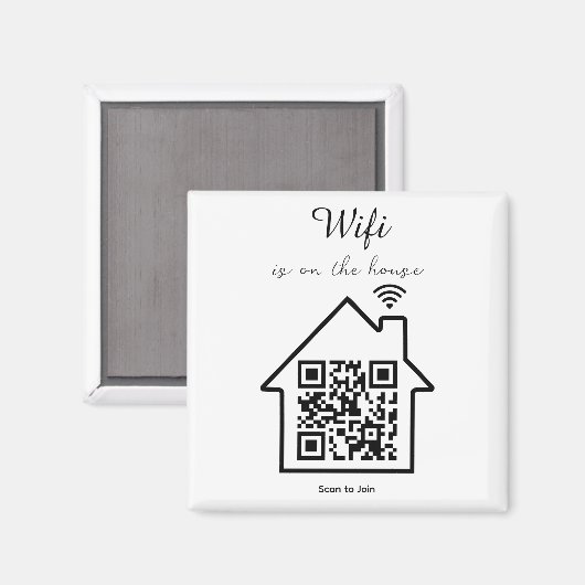 Moderne minimalistische WiFi QR-code Magneet (Voorkant / Achterkant)