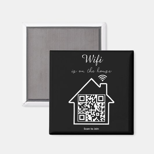 Moderne minimalistische WiFi QR-code Magneet (Voorkant / Achterkant)