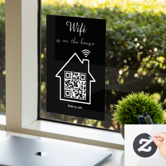 Moderne minimalistische WiFi QR-code venster Cling Raamsticker (Kantoor)