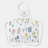 Moderne minimalistische wilde bloemen monogrammen schort (Voorkant)