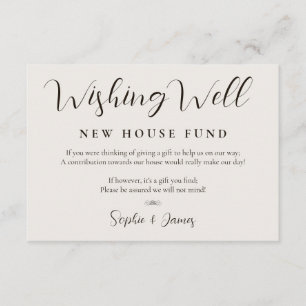 Moderne minimalistische Wishing Well kalligrafie Informatiekaartje