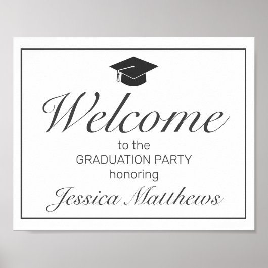 Moderne Minimalistische Wit-Afstuderen Welkomstpar Poster (Voorkant)