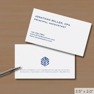 Moderne minimalistische wit-blauwe Logo Visitekaartje