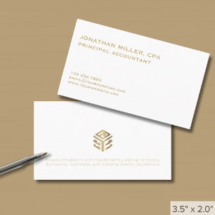 Moderne minimalistische witgouden Logo Visitekaartje