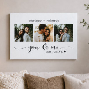 Moderne Minimalistische Witte 3 Foto Script Collag Canvas Afdruk