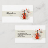 Moderne minimalistische witte beige violist visitekaartje (Voorkant / Achterkant)