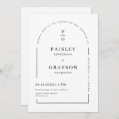 Moderne Minimalistische Witte Boog QR-code Trouwfo Kaart (Voorkant / Achterkant)