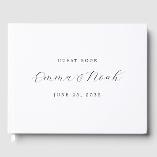 Moderne minimalistische witte bruiloft gastenboek