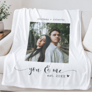 Moderne Minimalistische Witte Foto Script Fleece Deken