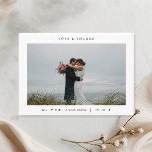 Moderne Minimalistische Witte Frame Foto Huwelijk Bedankkaart