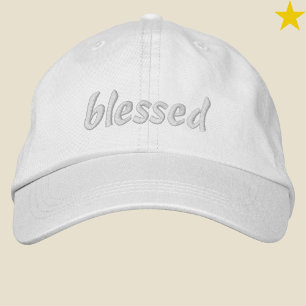 Moderne Minimalistische Witte Gezegende Cursieve T Geborduurde Pet