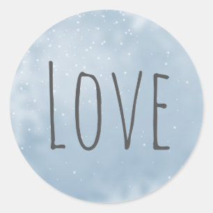 Moderne minimalistische witte grijze zilveren lief ronde sticker