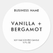 Moderne Minimalistische Witte Kaarslabel Ronde Sticker (Voorkant)