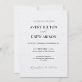 Moderne minimalistische witte kant bruiloft uitnod kaart (Voorkant)