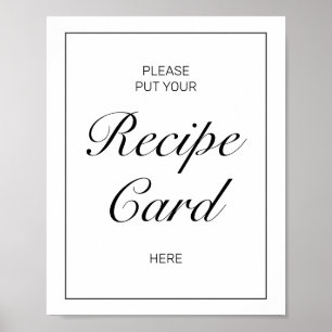 Moderne minimalistische witte recept Kaart bruilof Poster