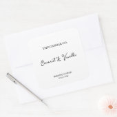 Moderne Minimalistische Witte Script Kaarslabel Vierkante Sticker (Envelop)
