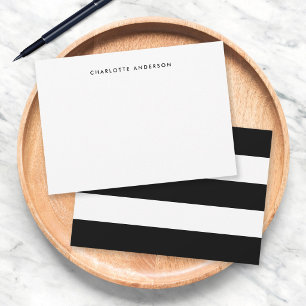 Moderne Minimalistische Witte Strepen & Aangepaste Notitiekaartje