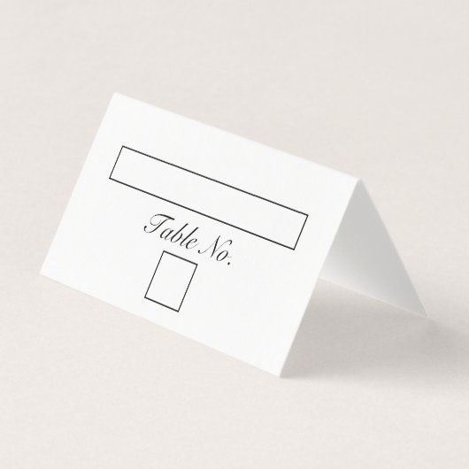 Moderne minimalistische witte tafel nummer en naam kaart (Voorkant)
