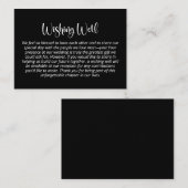 Moderne minimalistische witte tekst zwart wensen g informatiekaartje (Voorkant / Achterkant)