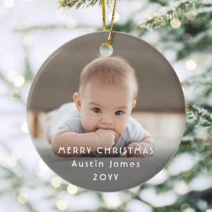 Moderne Minimalistische Witte Typografie Overlay 2 Keramisch Ornament