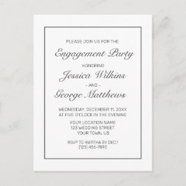 Moderne minimalistische witte Verloving uitnodigin Briefkaart