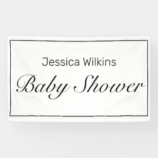 Moderne minimalistische witte zwarte Baby showers  Spandoek