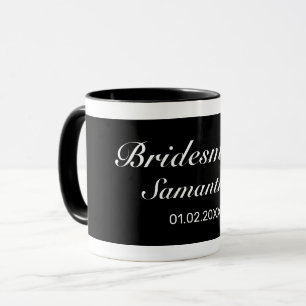 Moderne minimalistische witte zwarte bruidsmeisje mok