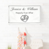 Moderne minimalistische witte zwarte hartringen br spandoek (Insitu)