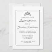 Moderne minimalistische witte zwarte quinceañera kaart (Voorkant)