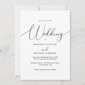 Moderne minimalistische witte zwarte script bruilo kaart (Voorkant)