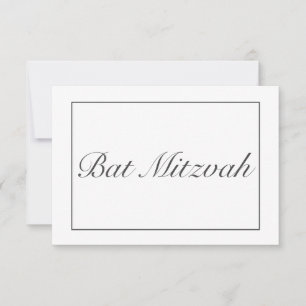 Moderne minimalistische witte zwarte vleermuis mit RSVP kaartje