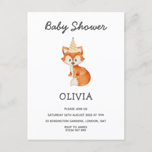 Moderne minimalistische Woodland Fox Baby shower Briefkaart