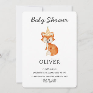Moderne minimalistische Woodland Fox Baby shower Kaart
