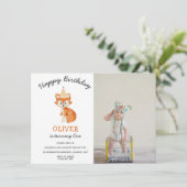 Moderne minimalistische Woodland Fox eerste verjaa (Staand voorkant)