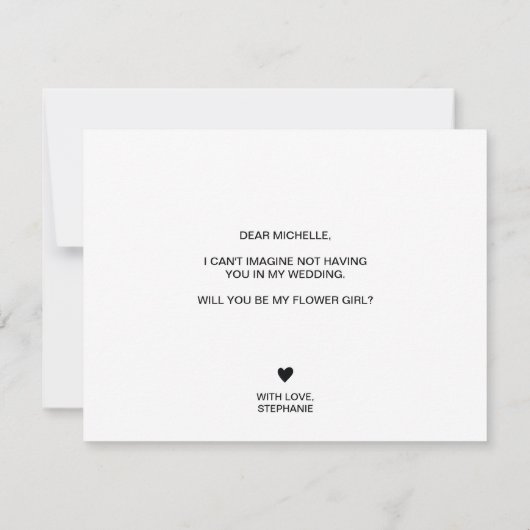 moderne minimalistische word jij mijn bloemenmeisj kaart (Achterkant)