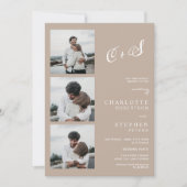 Moderne, minimalistische zand initialen fotobruilo kaart (Voorkant)
