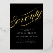 Moderne minimalistische zeventig zwart goud 70e ve folie uitnodiging (Voorkant)