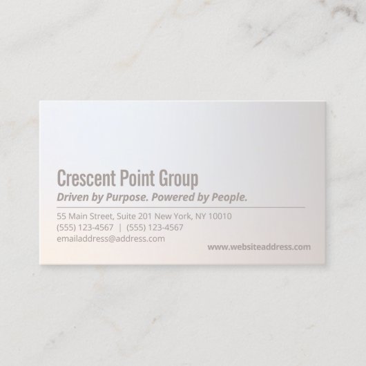 Moderne minimalistische zilveren metalen gradiënt visitekaartje (Voorkant)